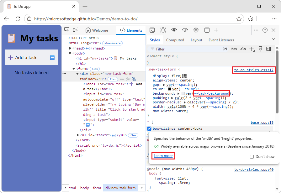 Various links highlighted