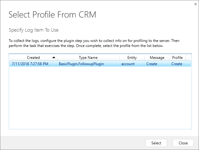 Wählen Sie im CRM-Dialog „Profil“ aus.