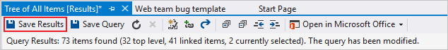 Screenshot that shows how to save changes to the work item in Visual Studio with Power Tools.