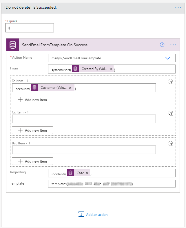 Configured action in Power Automate Configured action in Power Automate.