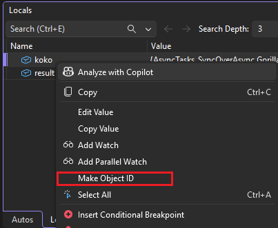 Screenshot showing how to create an object ID in Visual Studio.
