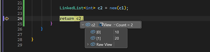 Screenshot that shows how to view data tips for code variables in the Visual Studio debugger.