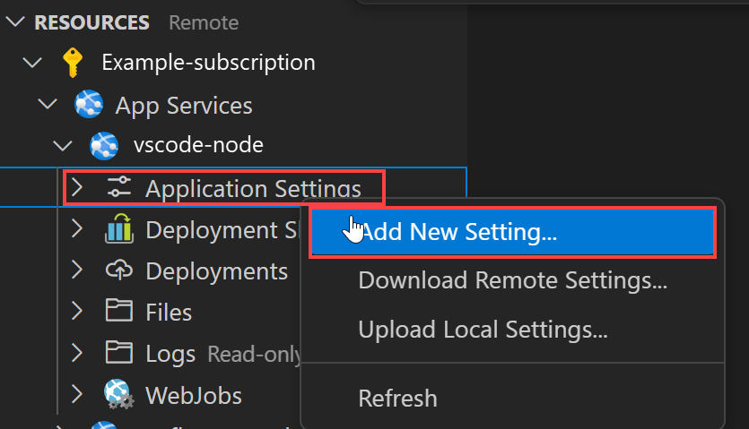 Screenshot del comando Aggiungi Nuova Configurazione.