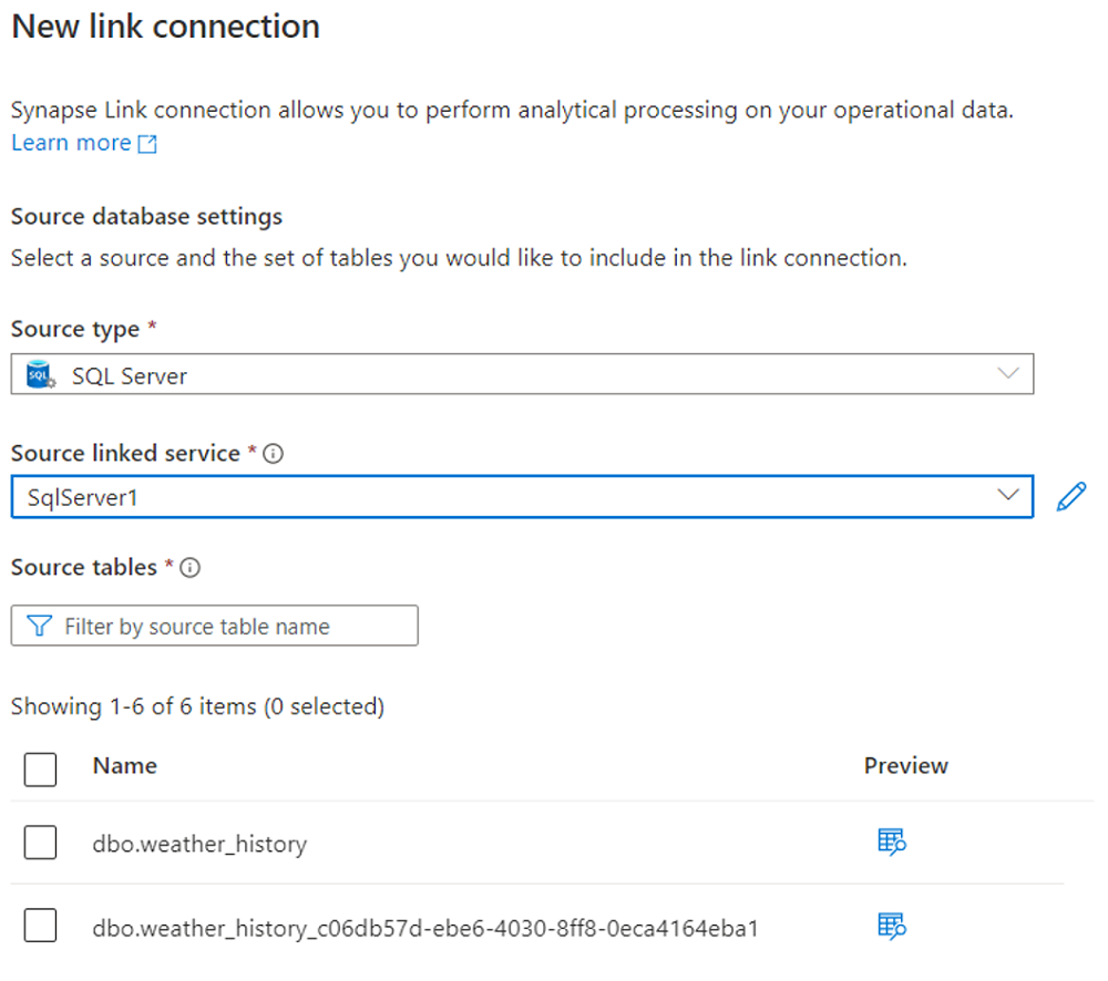Screenshot che mostra come creare una connessione di collegamento da un'istanza di Azure SQL Server 2022.