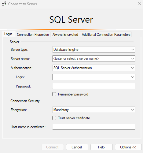 Connettersi al server