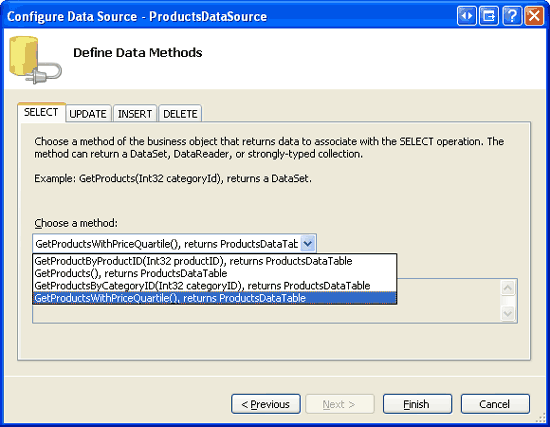 Recuperare informazioni sul prodotto dal metodo GetProductsWithPriceQuartile