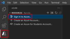 Screenshot che mostra come appare Strumenti di Azure se non è stato eseguito l'accesso.