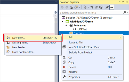 Aggiungere un nuovo elemento a Funzioni nella soluzione Edge di Analisi di flusso di Azure