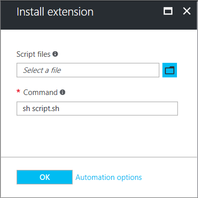 Screenshot della finestra di dialogo per l'installazione dell'estensione per script personalizzati per Linux.