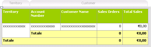 Report con subtotali per Customer e Territory.