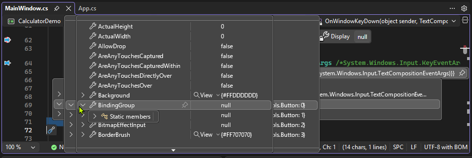 Screenshot che illustra come espandere l'albero degli oggetti in Visual Studio.