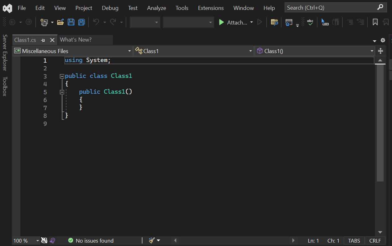 Screenshot di un file di codice C# in Visual Studio 2022.