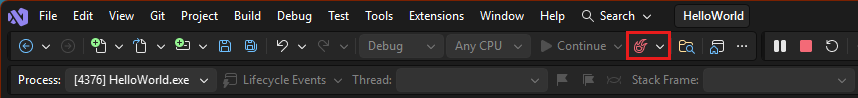 screenshot di Ricaricamento rapido in Visual Studio.
