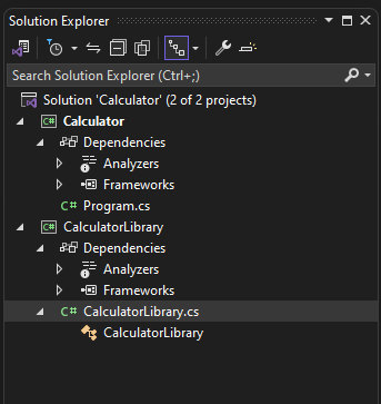 screenshot di due progetti in Esplora soluzioni.