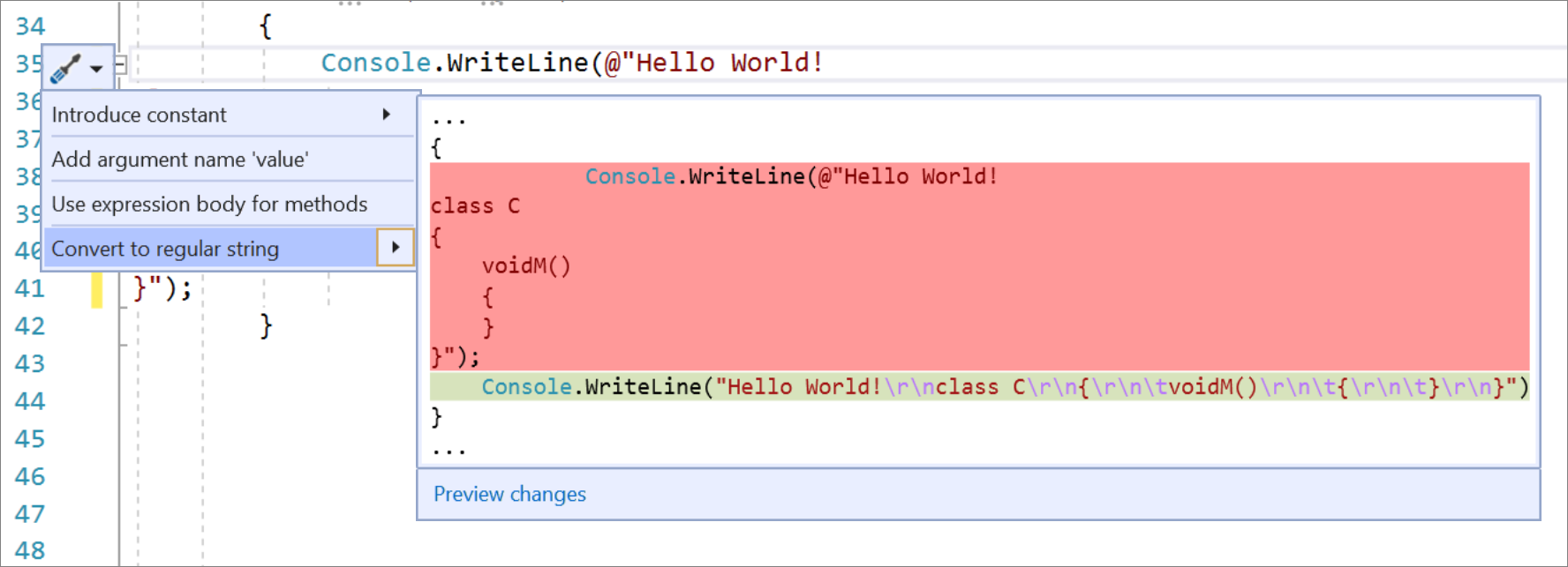 Screenshot di Converti in stringa regolare.
