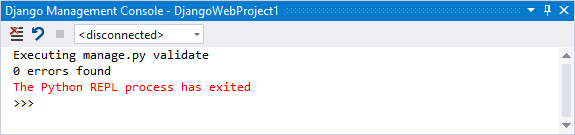 Screenshot che mostra il risultato del comando Validate in Visual Studio.