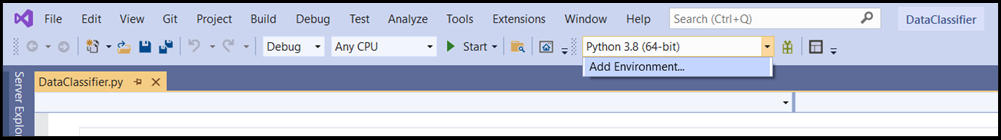 Selezione dell'interprete Python