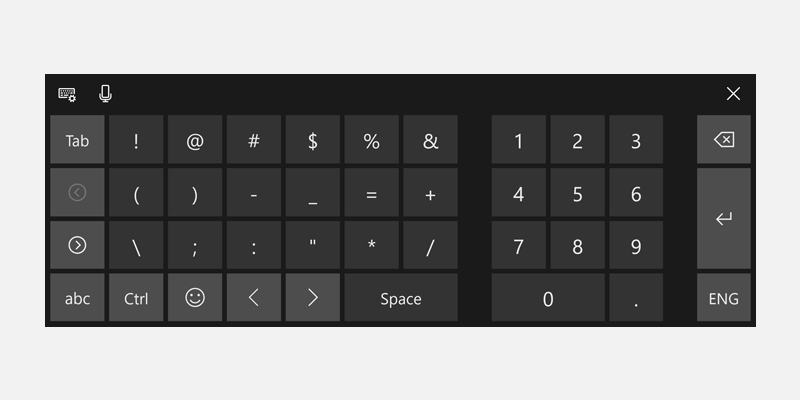 tastiera virtuale Windows per i numeri