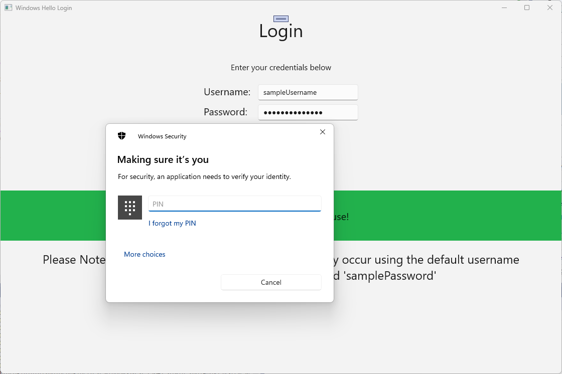 A screenshot della schermata di accesso Windows Hello