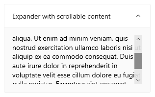 Un Expander con testo scorrevole come suo contenuto