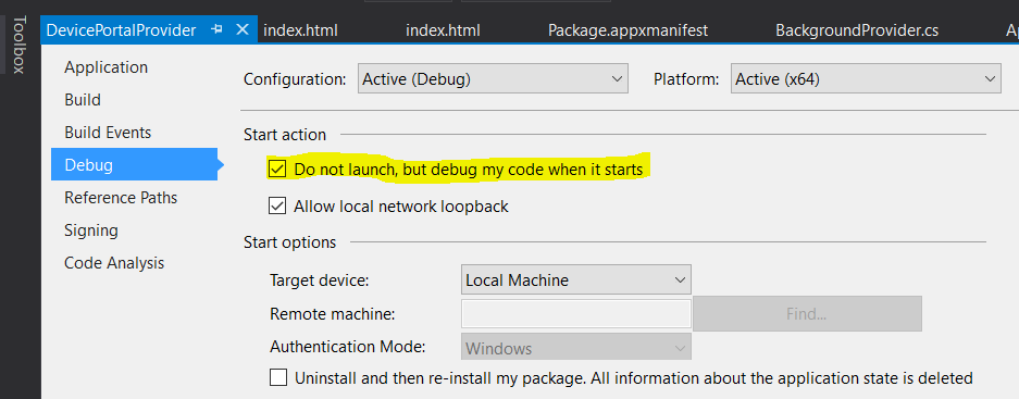 inserire il plug-in in modalità di debug